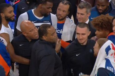 Donte DiVincenzo heated exchange with Rick Brunson after first game back vs Knicks 👀