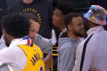 Steph Curry shows love to Bronny and LeBron James after the game 🥰