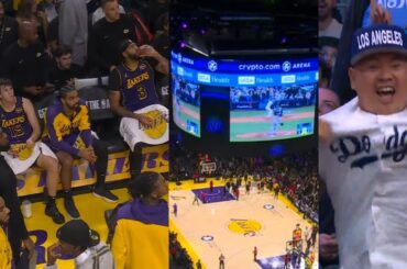 Lakers fans GO CRAZY as Dodgers hit walk-off grand slam in World Series vs Yankees