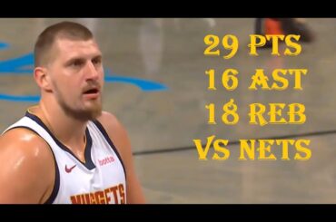 Nikola Jokic 29 Pts 16 Ast 18 Reb Denver Nuggets vs Brooklyn Nets HIGHLIGHTS